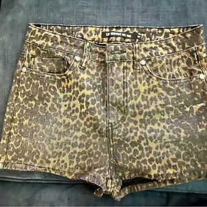 Lip Service Leopard Print Denim Women's Shorts, waist 27